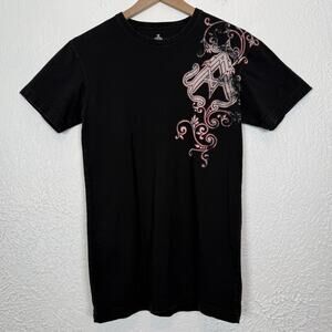 Archaic by Affliction Men's Black Skull Graphic Tee Black Y2K Size Medium